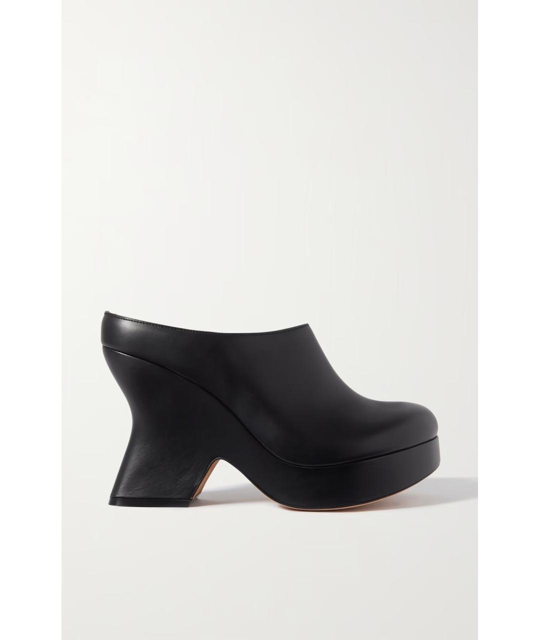 LOEWE Черные кожаные сабо, фото 5