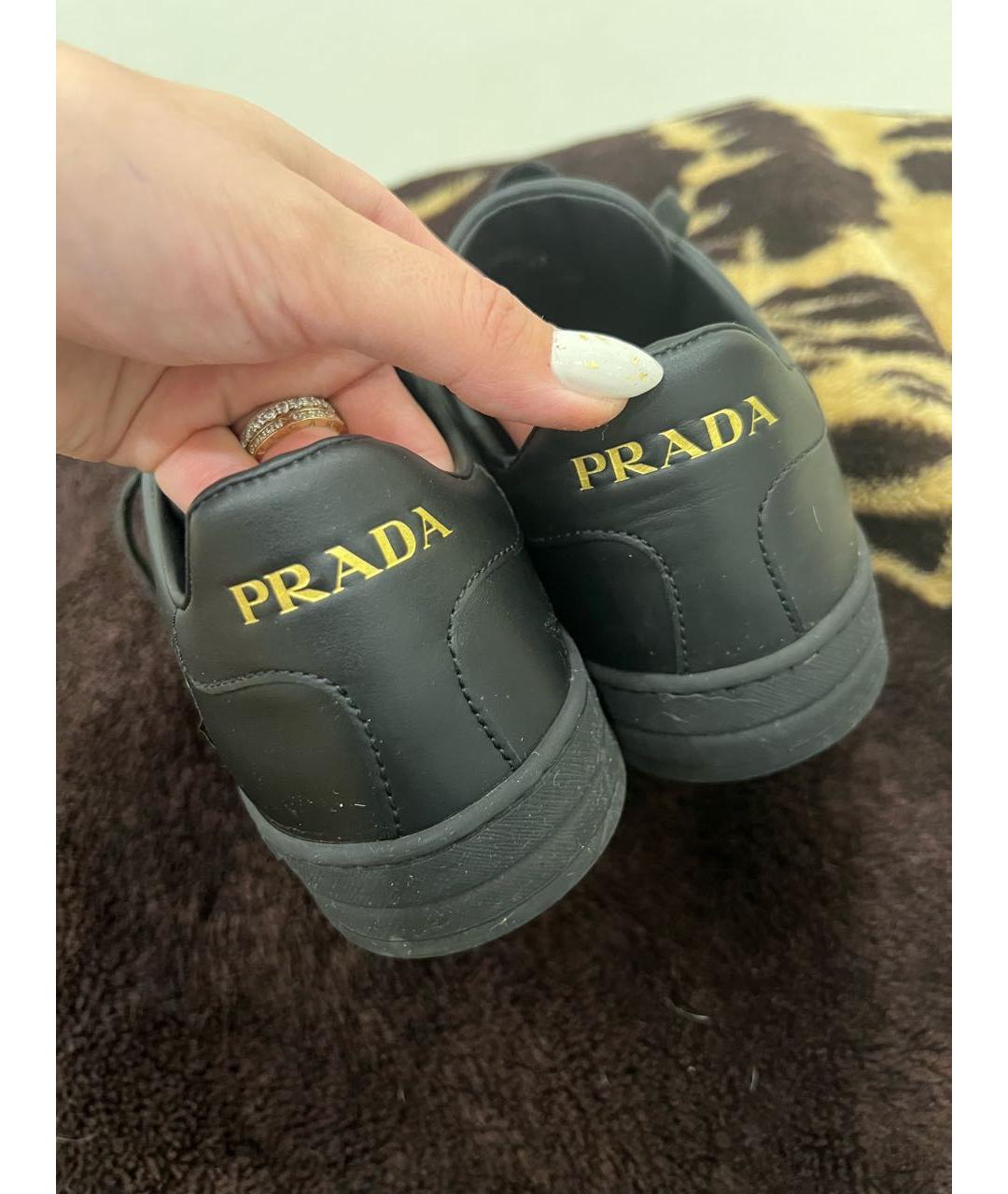 PRADA Черные кожаные кеды, фото 6