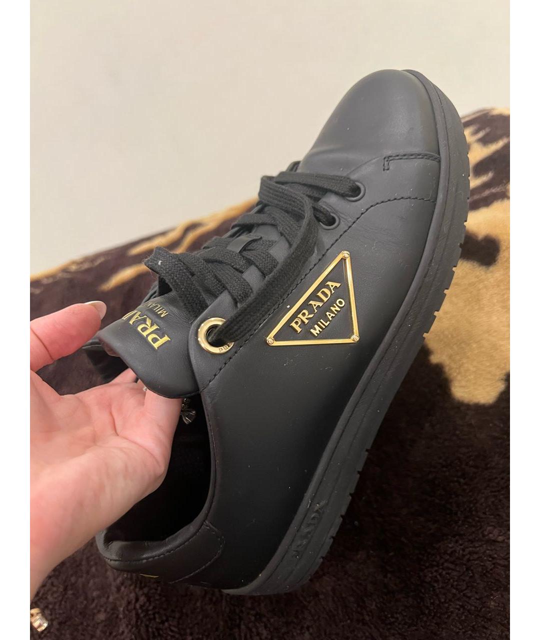 PRADA Черные кожаные кеды, фото 7