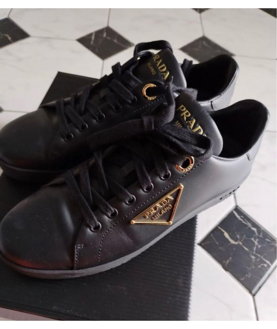 PRADA Черные кожаные кеды, фото 8