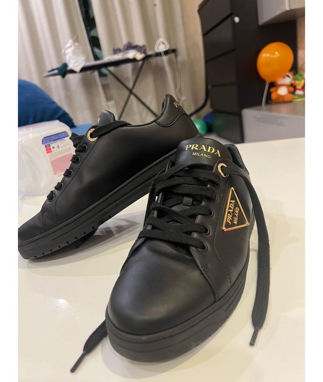 PRADA Черные кожаные кеды, фото 5