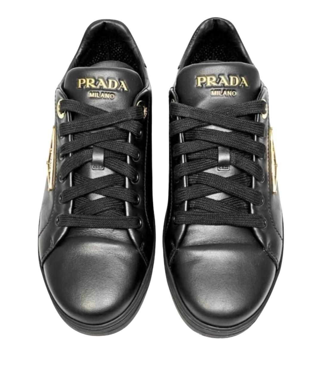 PRADA Черные кожаные кеды, фото 1