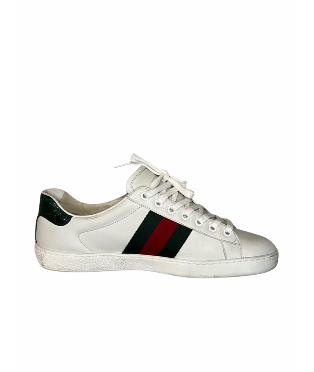 GUCCI Белые кожаные низкие кроссовки / кеды, фото 1