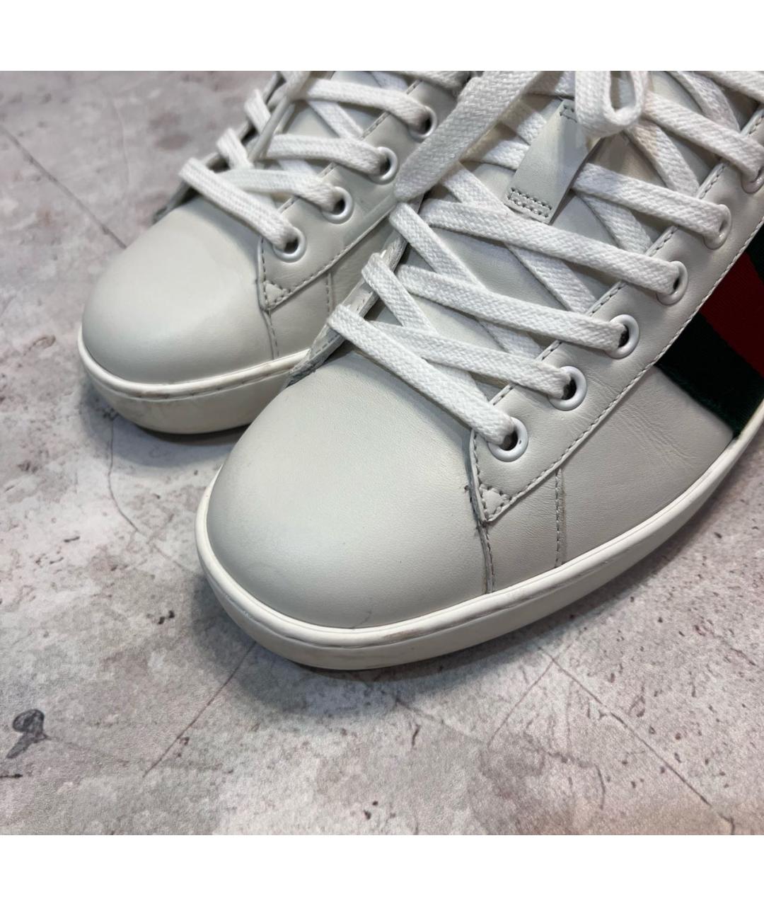 GUCCI Белые кожаные низкие кроссовки / кеды, фото 2