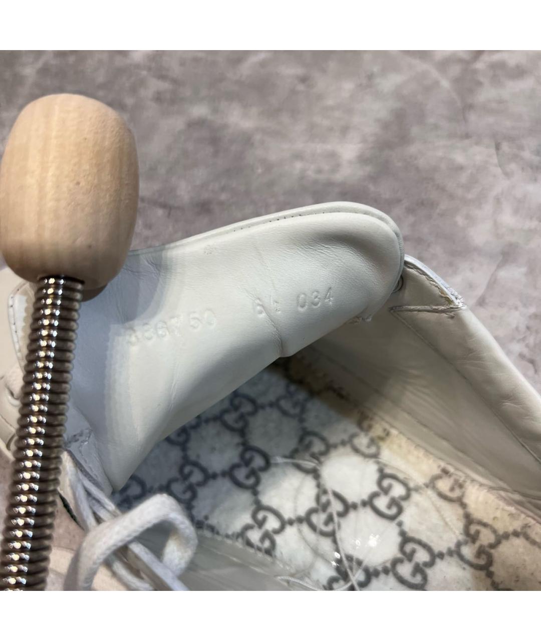 GUCCI Белые кожаные низкие кроссовки / кеды, фото 8