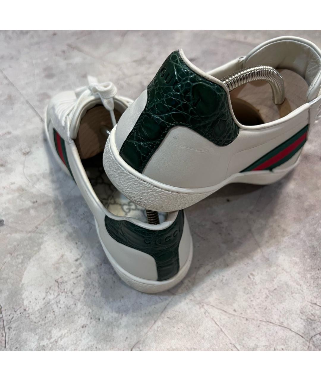 GUCCI Белые кожаные низкие кроссовки / кеды, фото 5