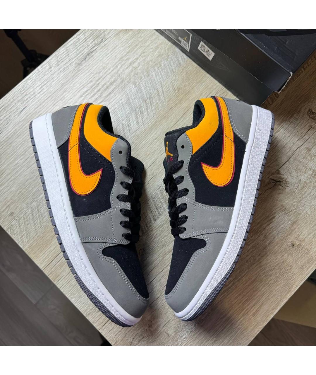 JORDAN Серые кожаные низкие кроссовки / кеды, фото 3