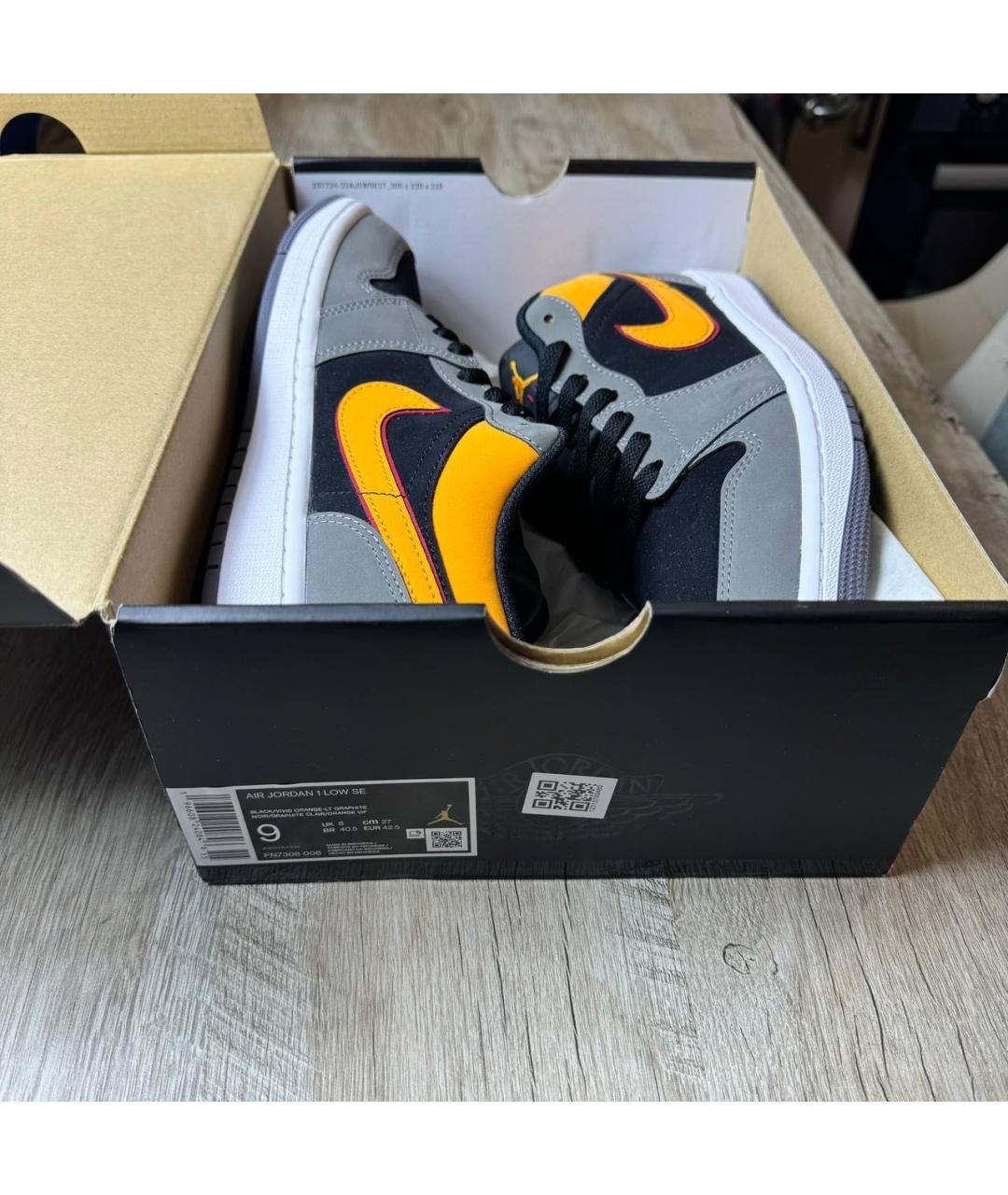 JORDAN Серые кожаные низкие кроссовки / кеды, фото 6