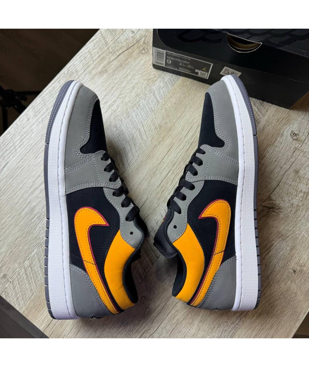 JORDAN Серые кожаные низкие кроссовки / кеды, фото 2