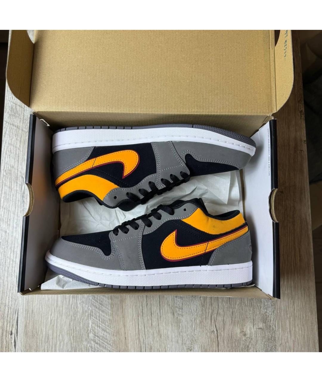 JORDAN Серые кожаные низкие кроссовки / кеды, фото 7