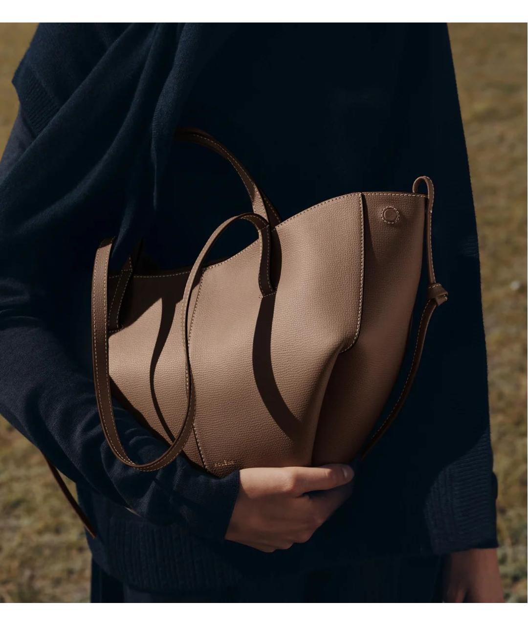 POLENE Коричневая кожаная сумка тоут, фото 3