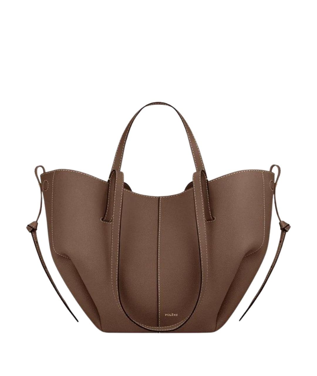 POLENE Коричневая кожаная сумка тоут, фото 1