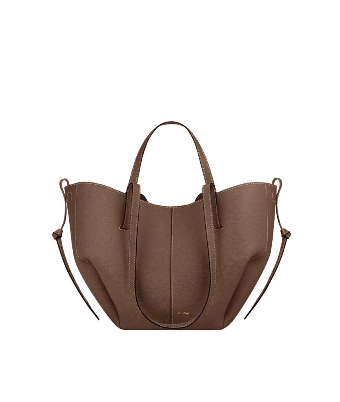 POLENE Коричневая кожаная сумка тоут, фото 5