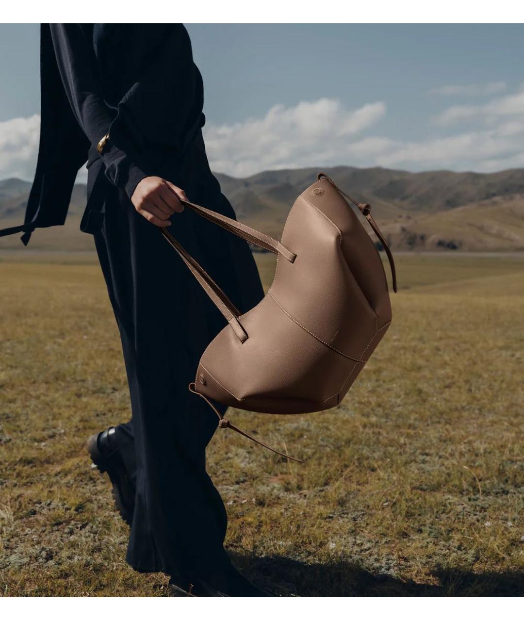 POLENE Коричневая кожаная сумка тоут, фото 4