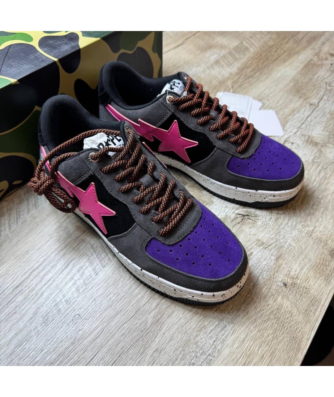 A BATHING APE Черные кожаные низкие кроссовки / кеды, фото 3