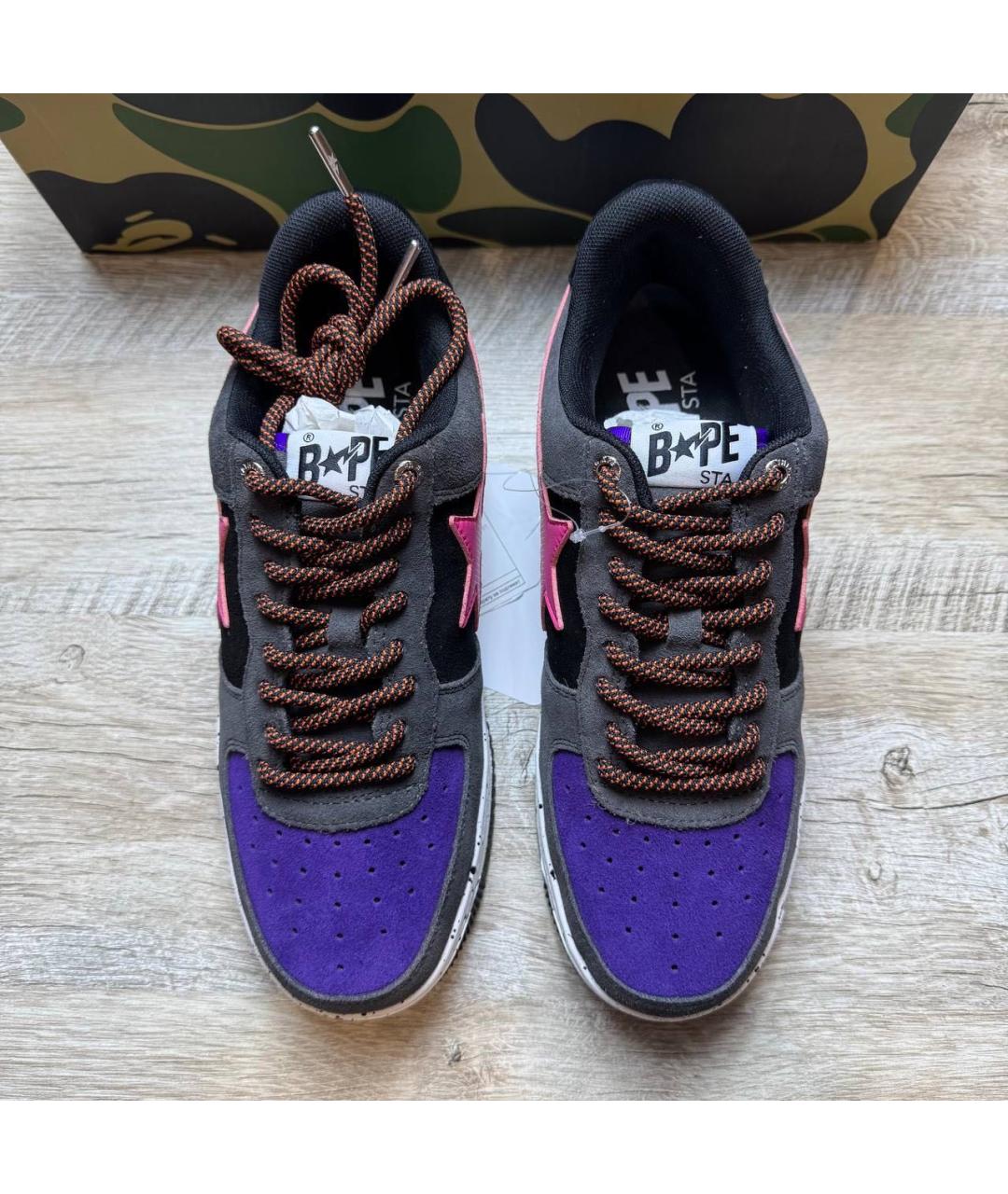 A BATHING APE Черные кожаные низкие кроссовки / кеды, фото 2