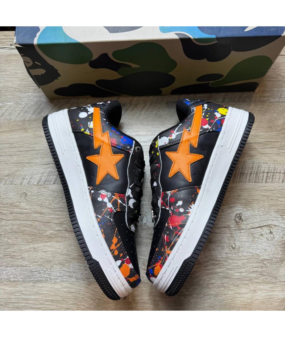 A BATHING APE Оранжевое кожаные низкие кроссовки / кеды, фото 3