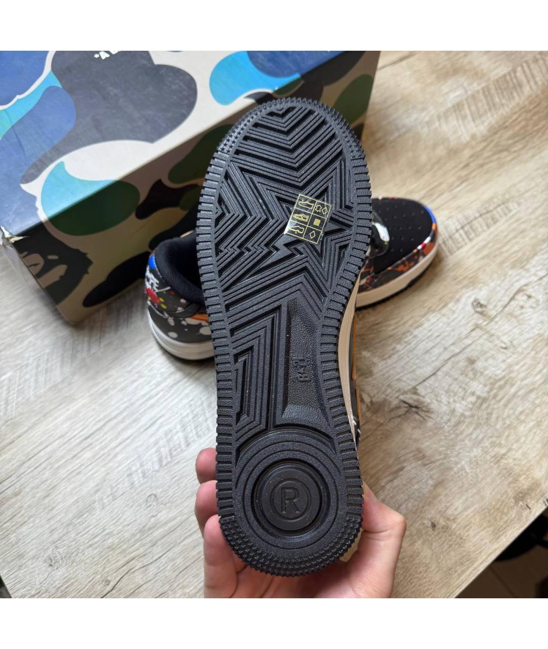 A BATHING APE Оранжевое кожаные низкие кроссовки / кеды, фото 5