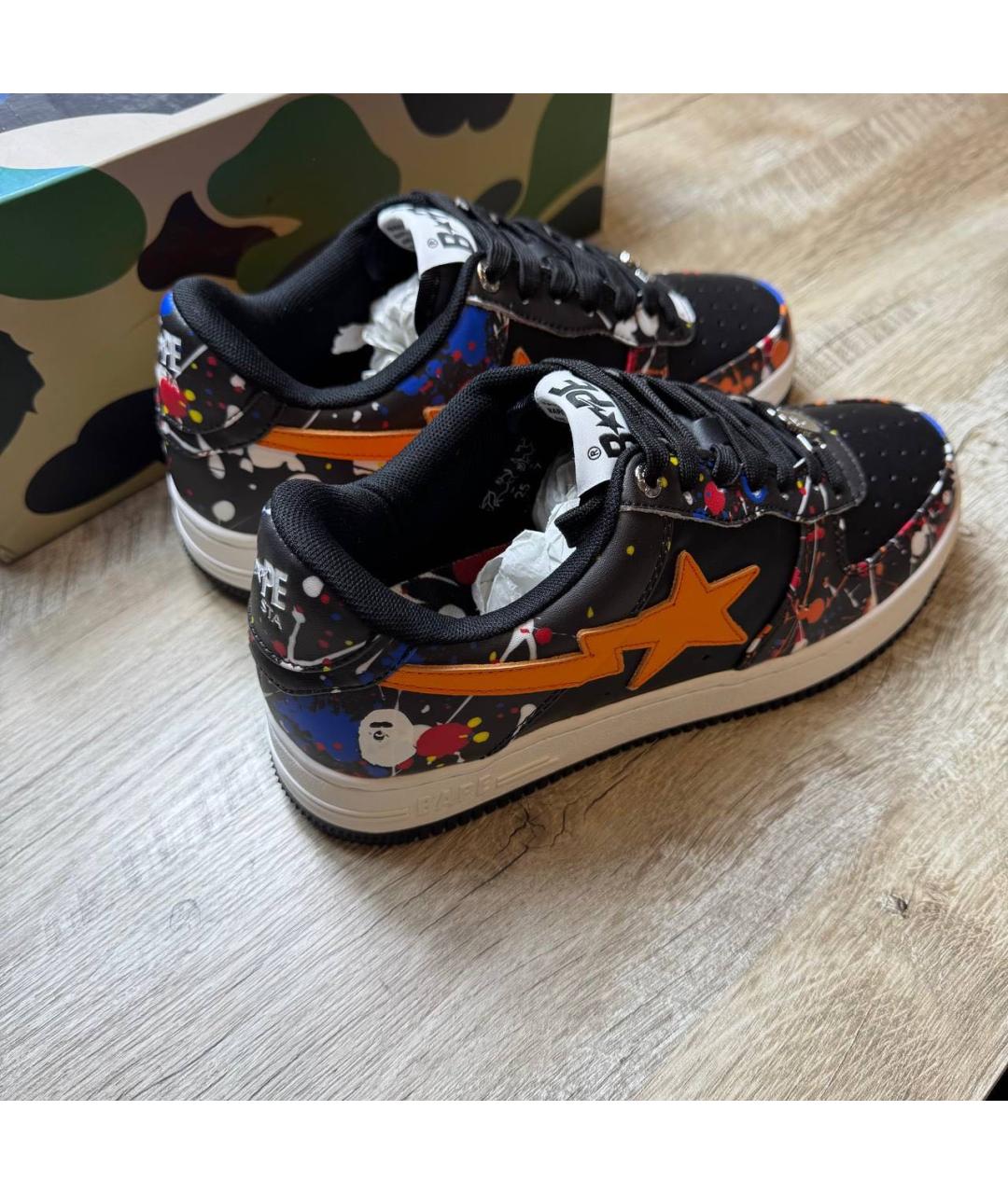 A BATHING APE Оранжевое кожаные низкие кроссовки / кеды, фото 4