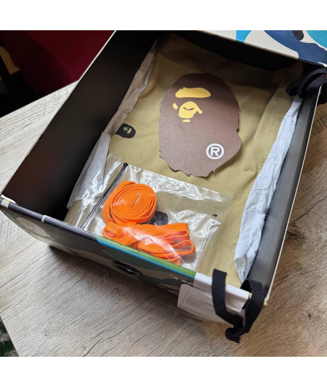 A BATHING APE Оранжевое кожаные низкие кроссовки / кеды, фото 7