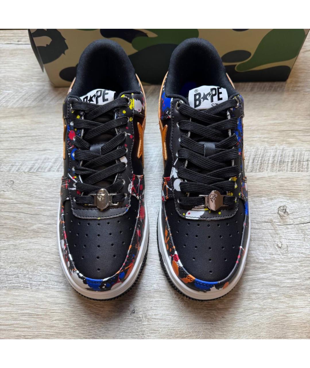 A BATHING APE Оранжевое кожаные низкие кроссовки / кеды, фото 2