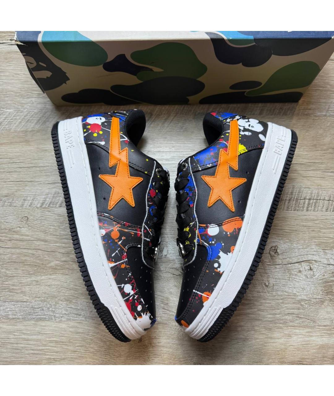 A BATHING APE Оранжевое кожаные низкие кроссовки / кеды, фото 6