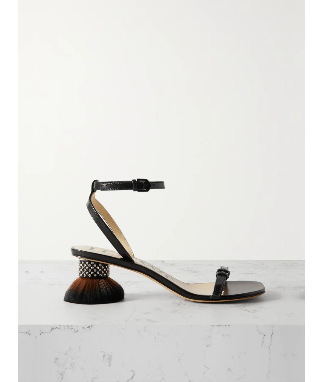 LOEWE Черные кожаные босоножки, фото 8