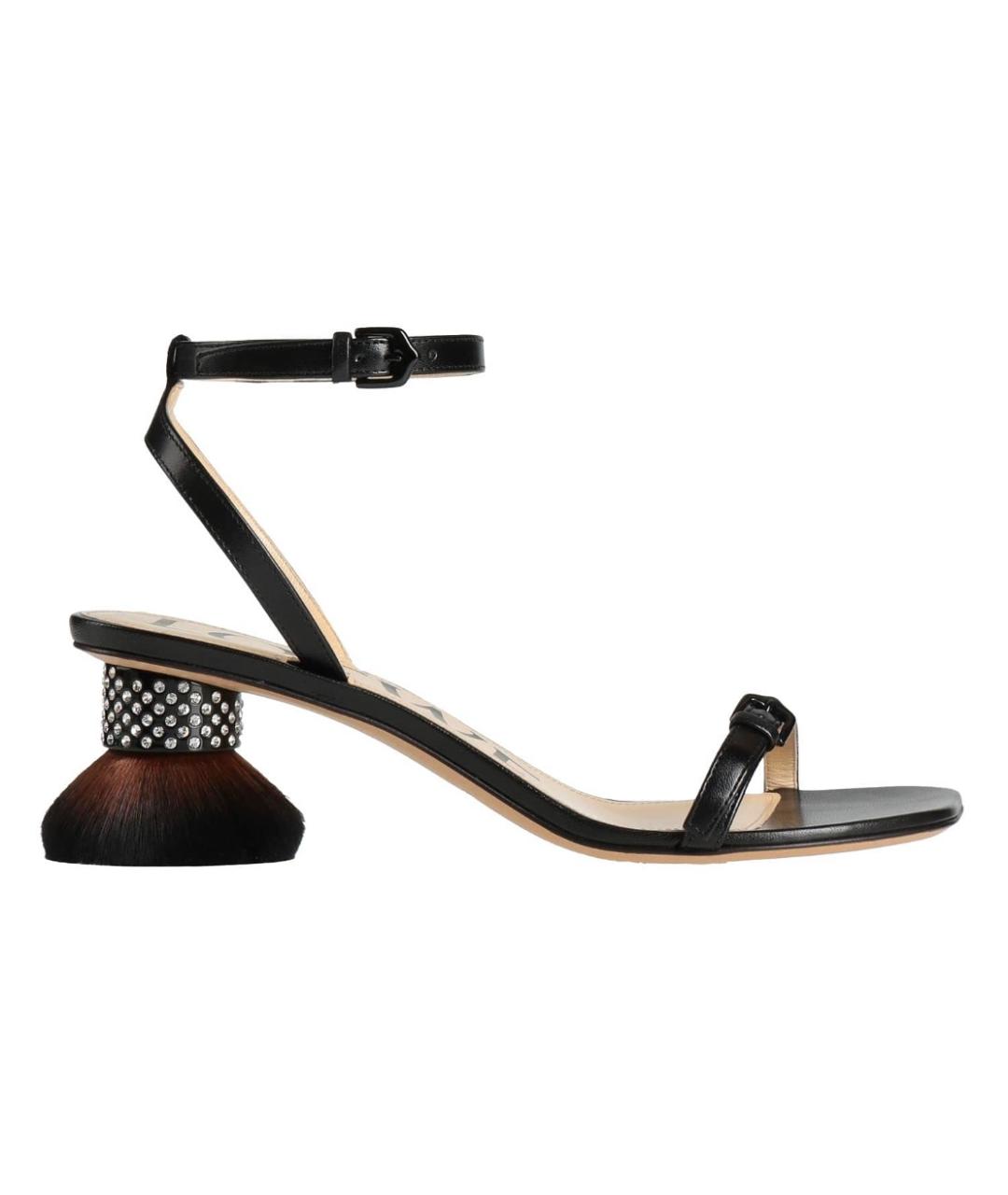 LOEWE Черные кожаные босоножки, фото 9