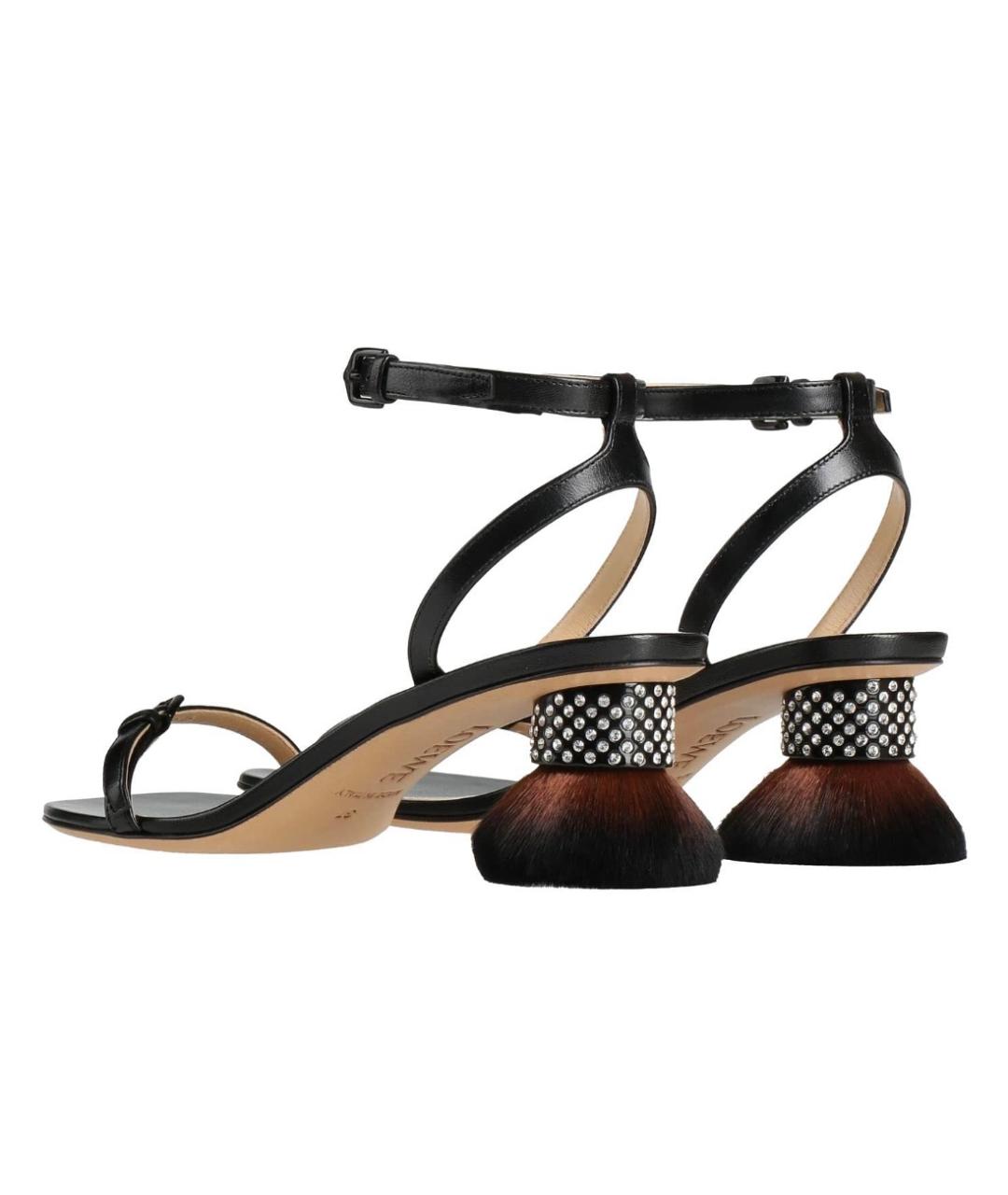 LOEWE Черные кожаные босоножки, фото 3