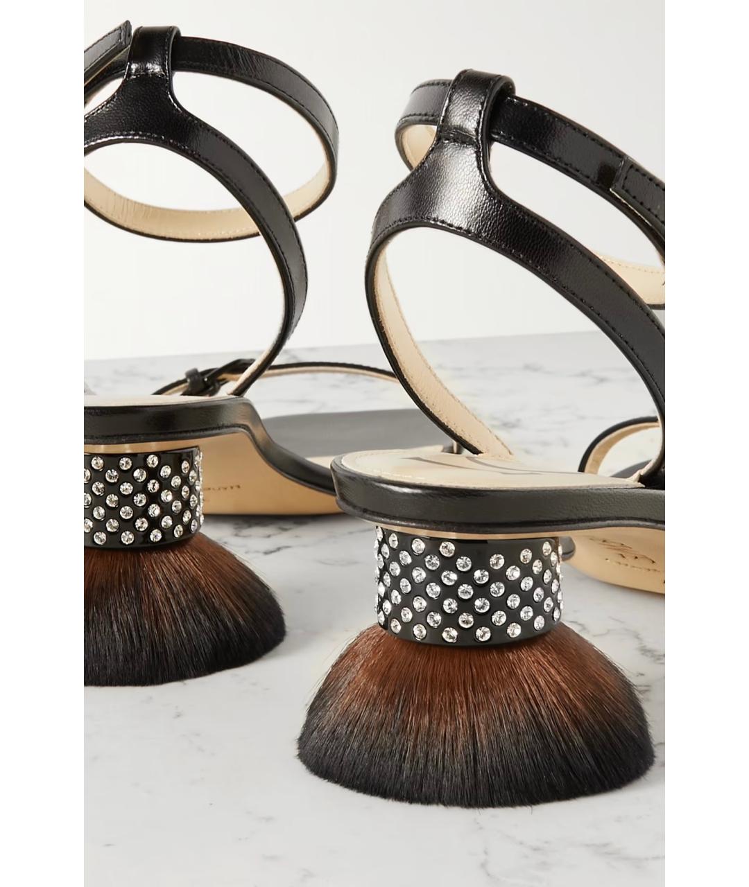 LOEWE Черные кожаные босоножки, фото 7