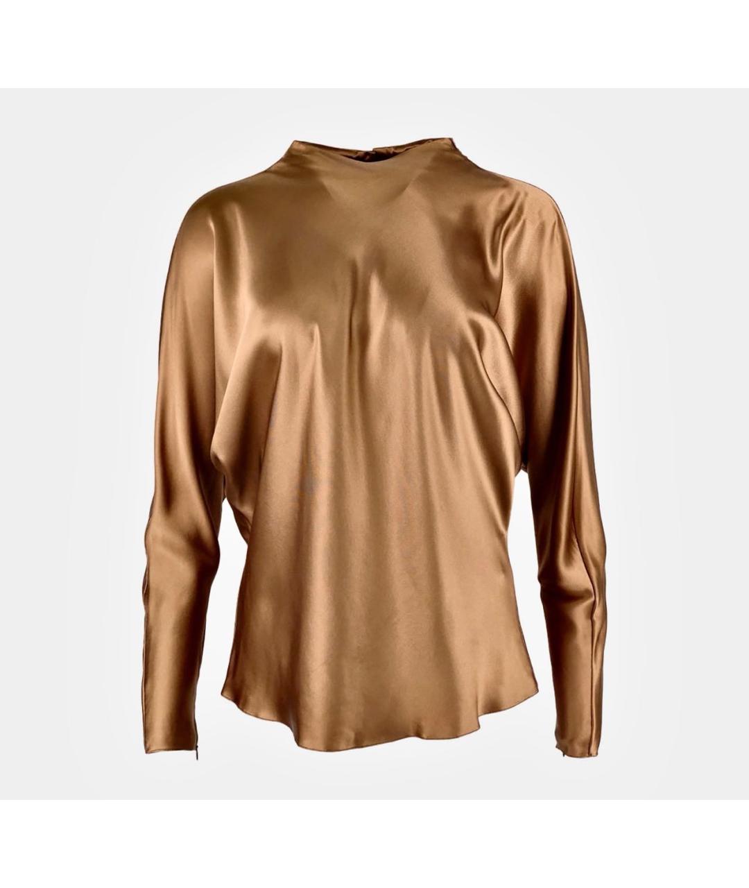 RALPH LAUREN PURPLE LABEL Коричневая шелковая блузы, фото 9