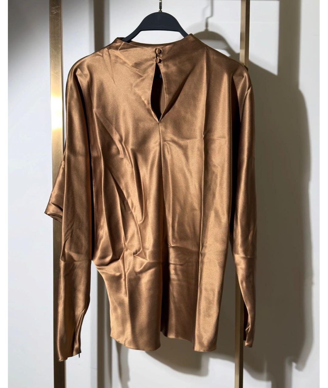RALPH LAUREN PURPLE LABEL Коричневая шелковая блузы, фото 2