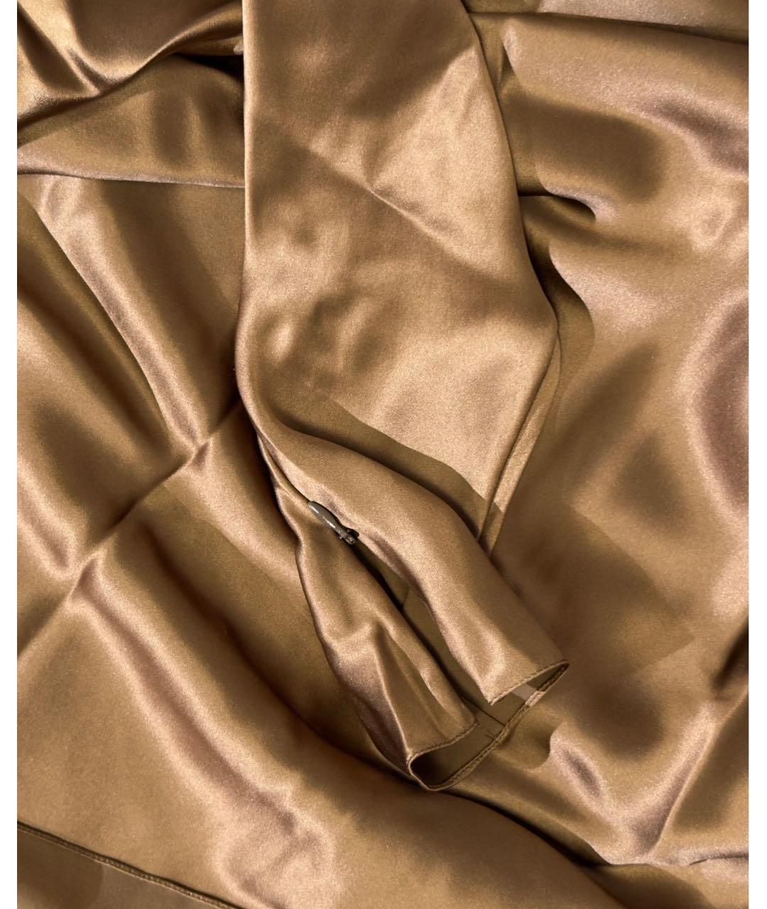 RALPH LAUREN PURPLE LABEL Коричневая шелковая блузы, фото 4