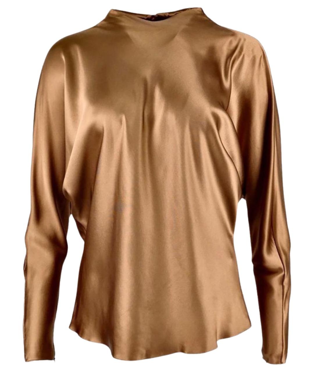 RALPH LAUREN PURPLE LABEL Коричневая шелковая блузы, фото 1