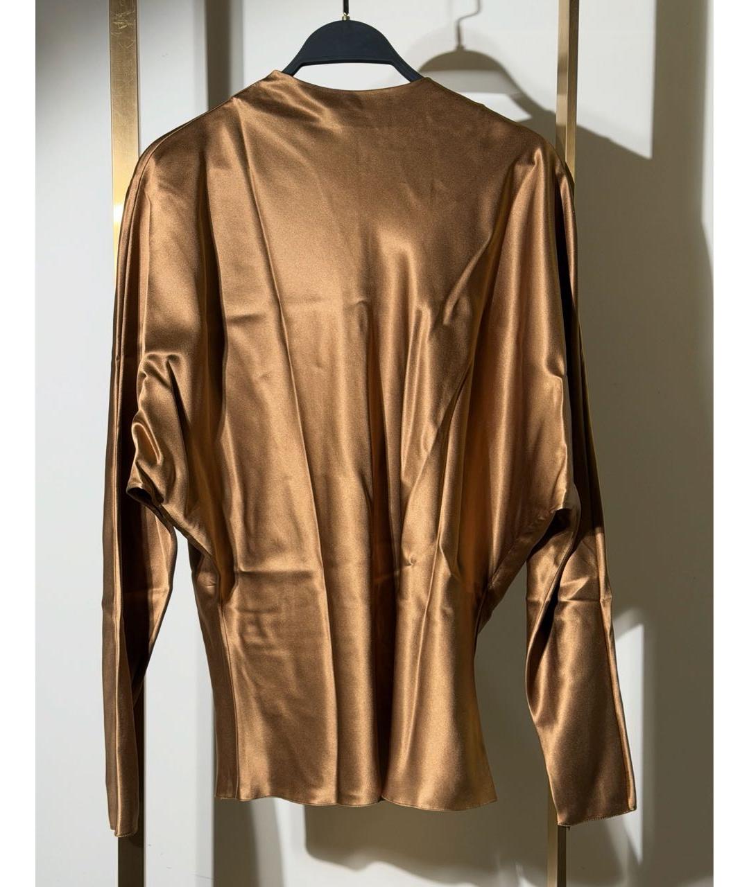 RALPH LAUREN PURPLE LABEL Коричневая шелковая блузы, фото 8