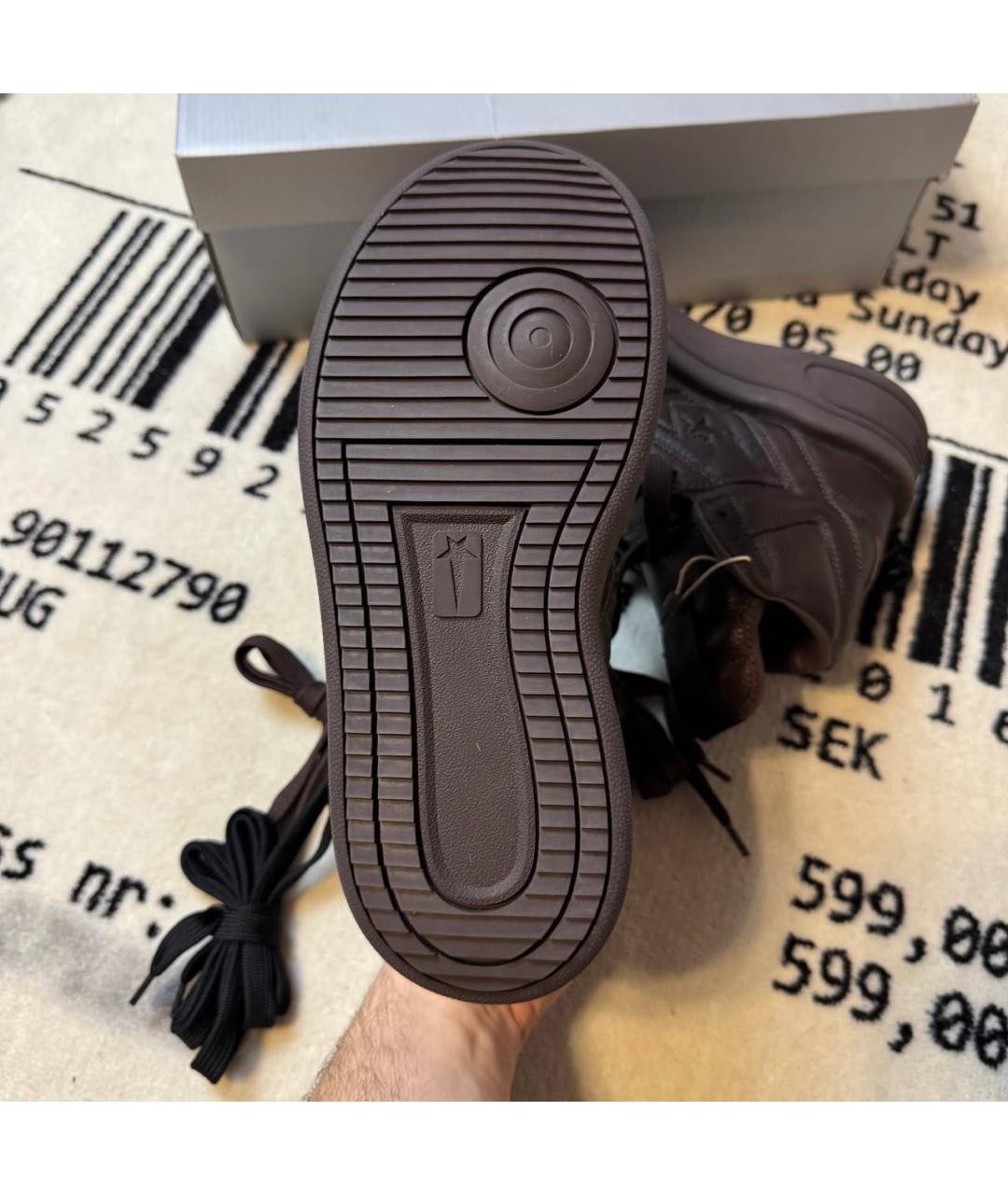 RICK OWENS Коричневые кожаные кроссовки, фото 7