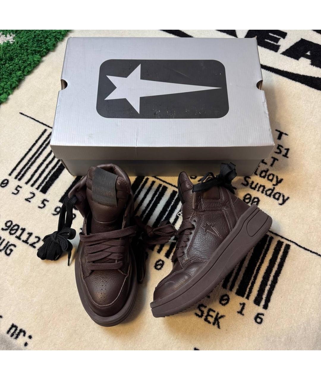 RICK OWENS Коричневые кожаные кроссовки, фото 5