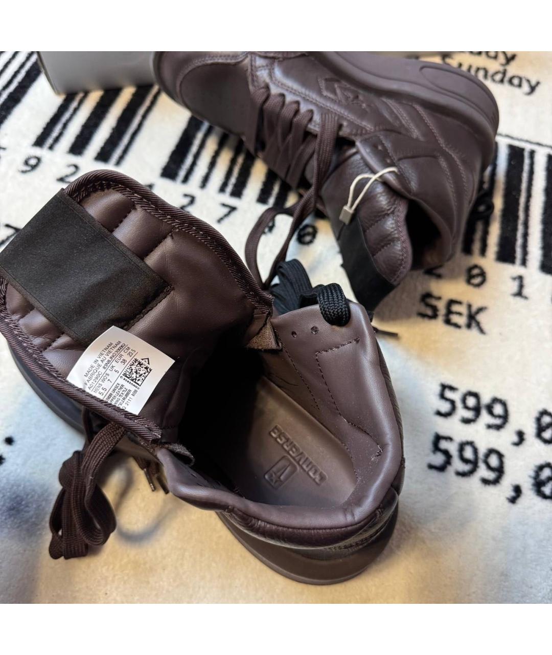 RICK OWENS Коричневые кожаные кроссовки, фото 6