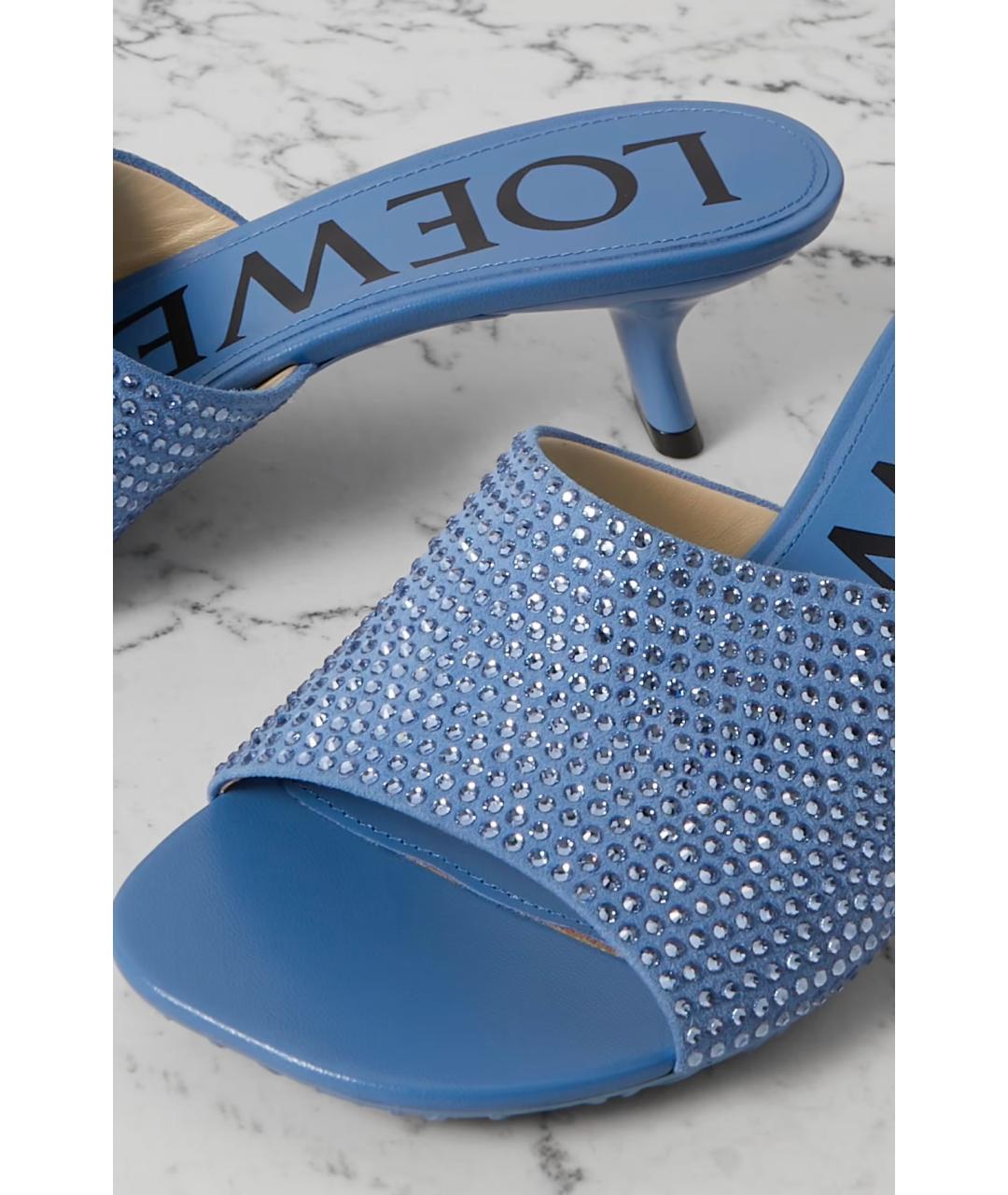 LOEWE Голубые кожаные мюли, фото 3