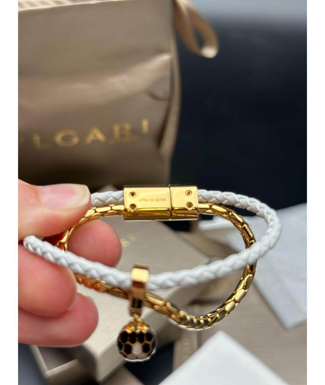 BVLGARI Белый латунный браслет, фото 2