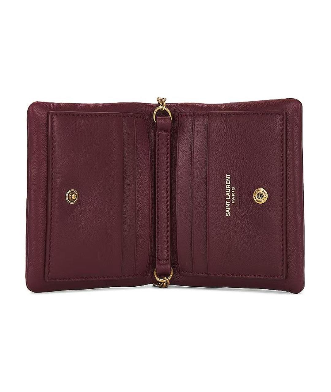 SAINT LAURENT Бордовая кожаная сумка через плечо, фото 4