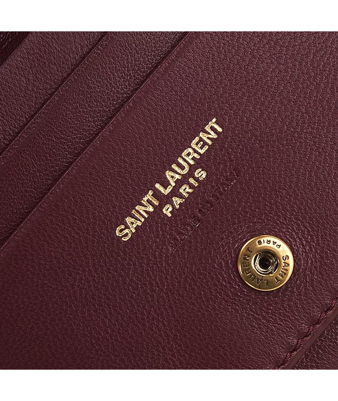 SAINT LAURENT Бордовая кожаная сумка через плечо, фото 5