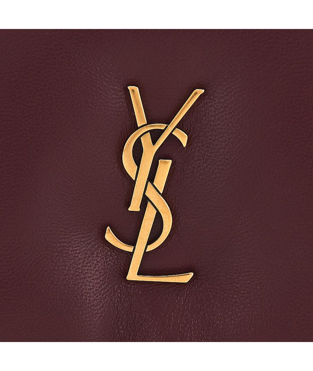 SAINT LAURENT Бордовая кожаная сумка через плечо, фото 6