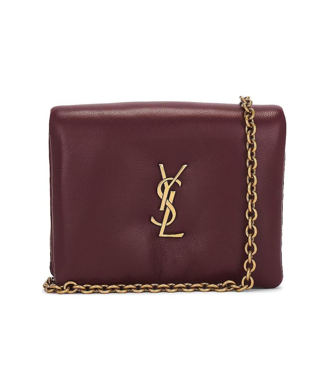 SAINT LAURENT Бордовая кожаная сумка через плечо, фото 1