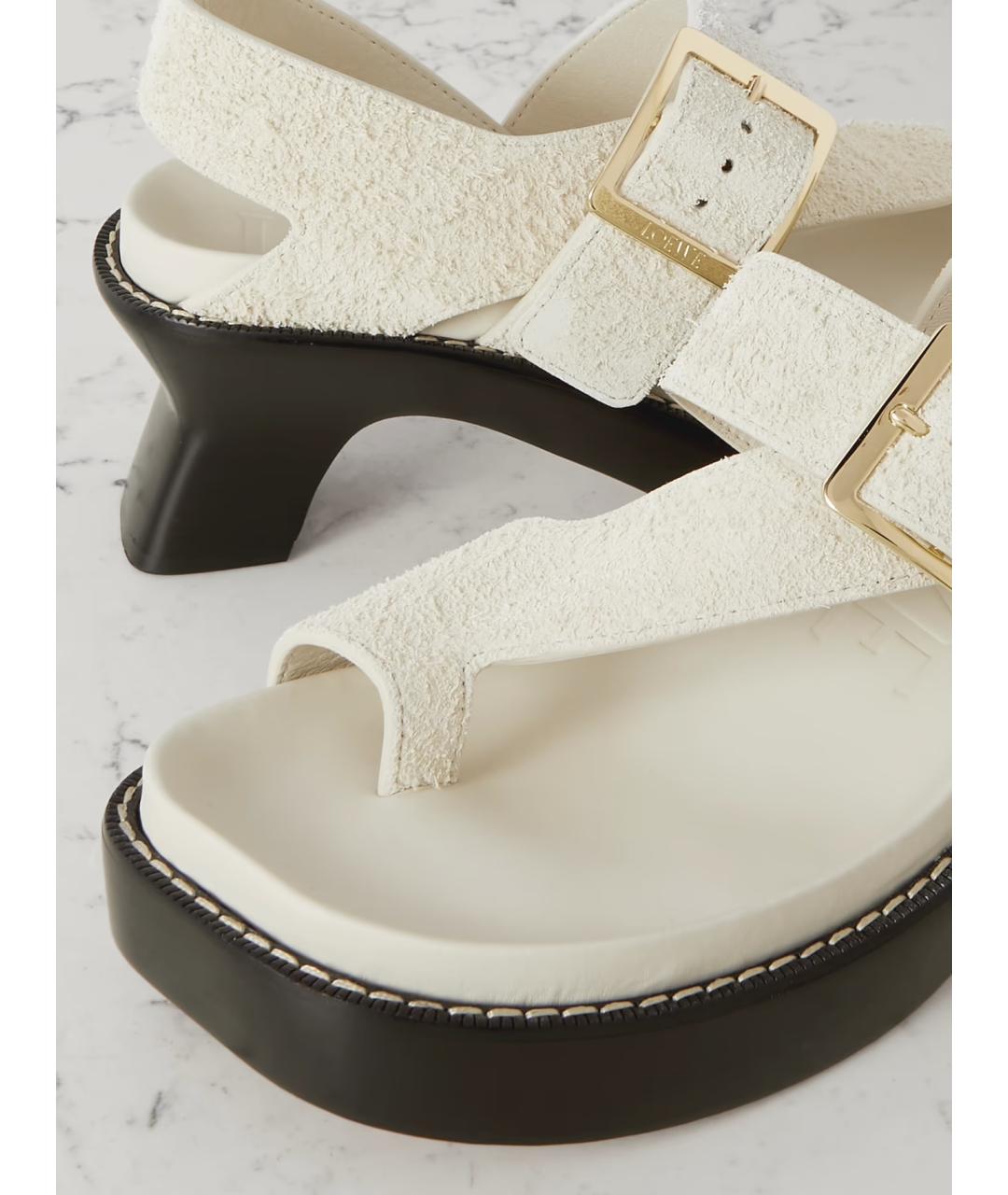 LOEWE Бежевые замшевые сандалии, фото 4