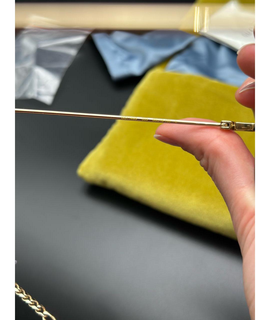 GUCCI Золотые металлические солнцезащитные очки, фото 8