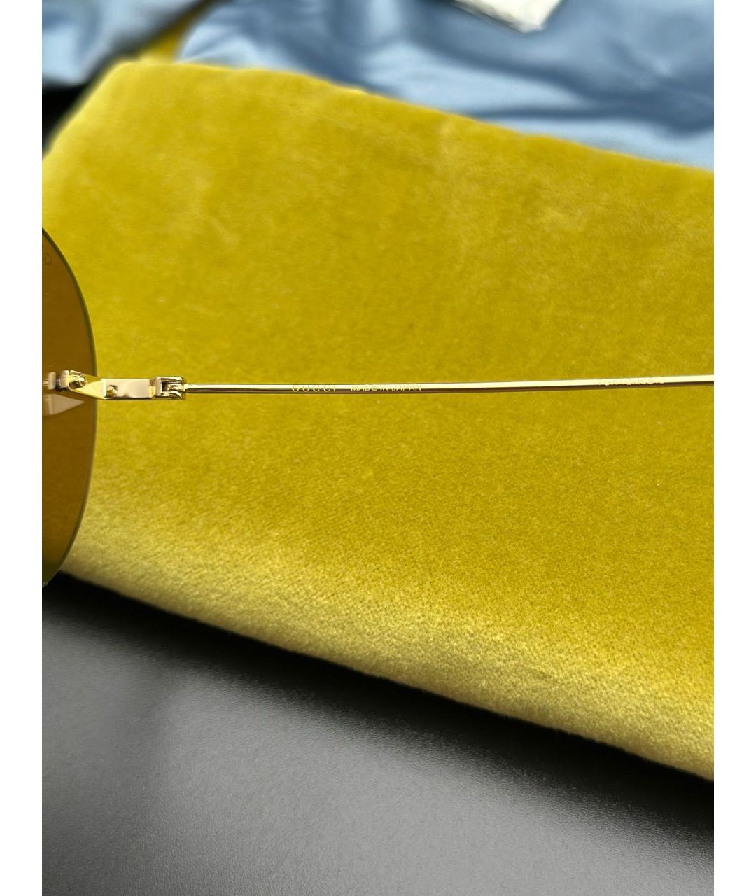 GUCCI Золотые металлические солнцезащитные очки, фото 7