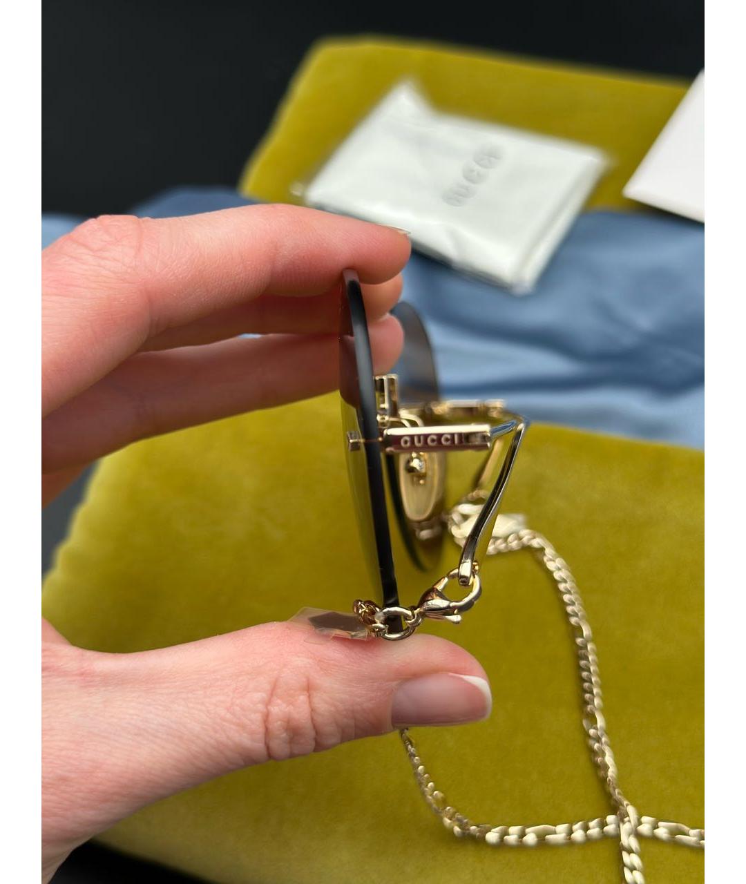 GUCCI Золотые металлические солнцезащитные очки, фото 4