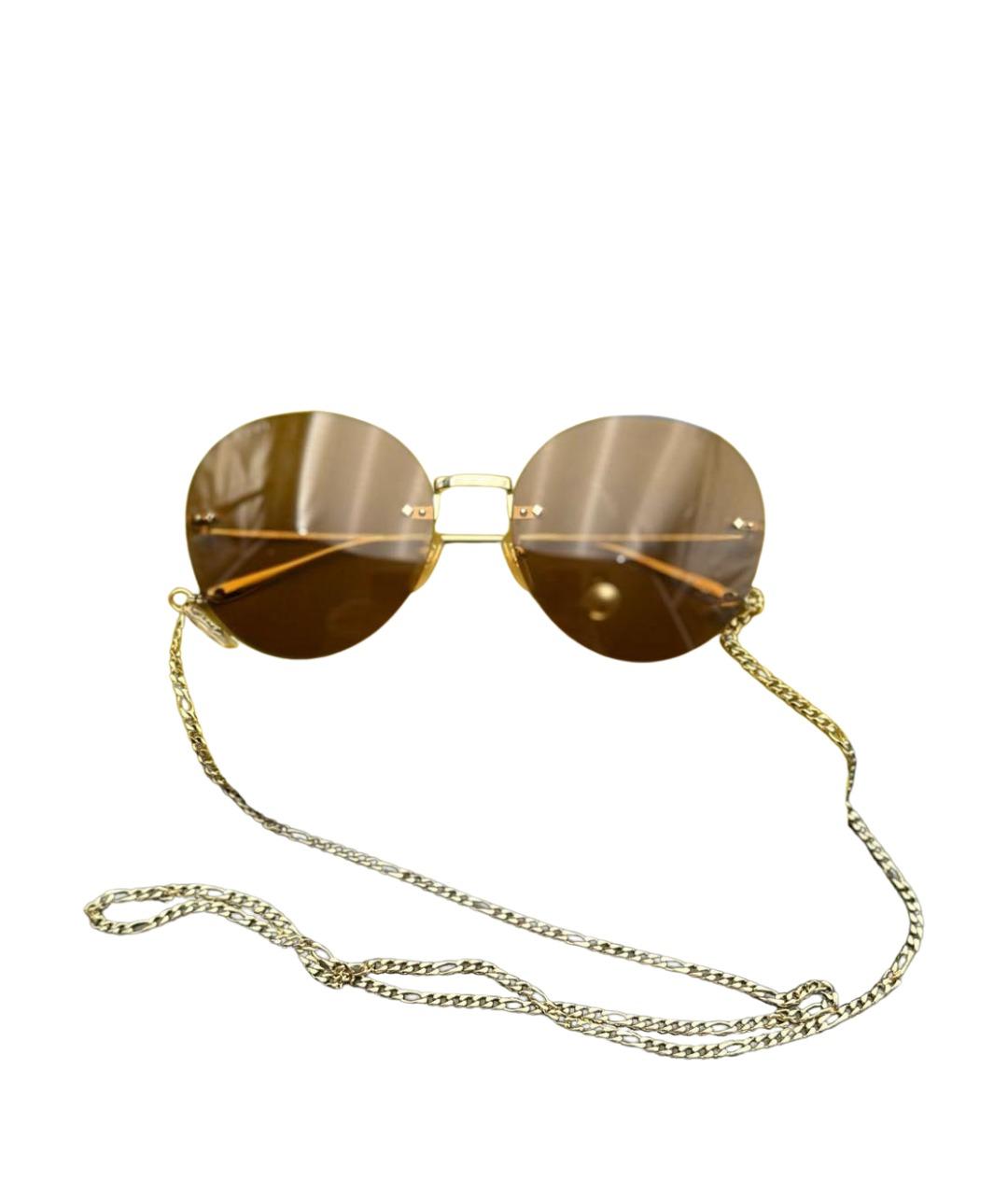 GUCCI Золотые металлические солнцезащитные очки, фото 1