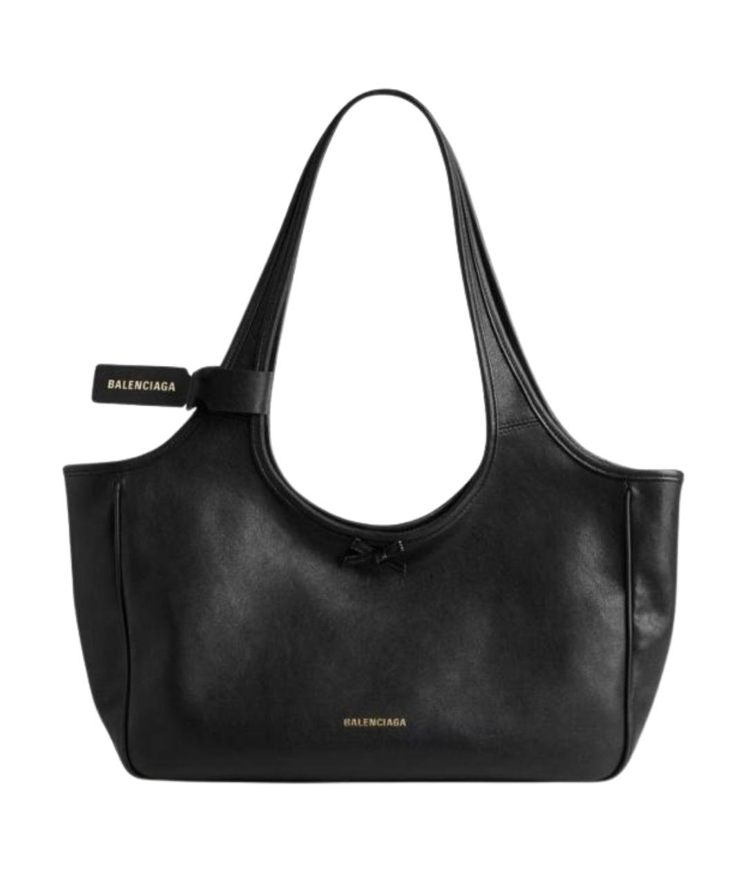 BALENCIAGA Черная кожаная сумка тоут, фото 1